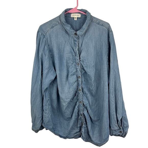 Cloth and stone chambray button up long sleeve tencel shirt womens size 2x - Picture 1 of 7